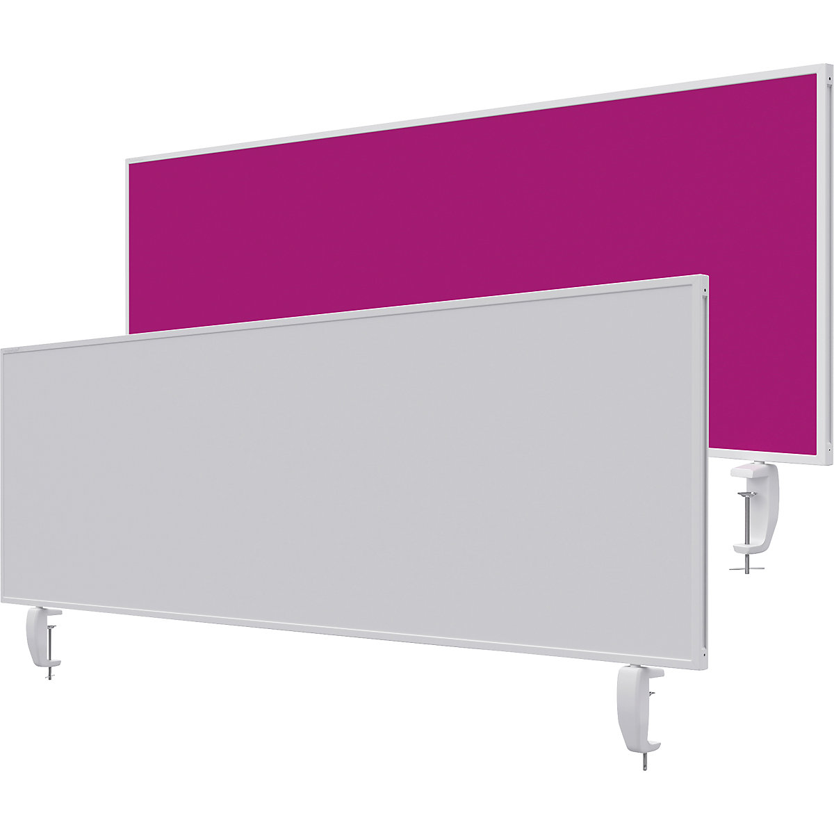 VarioPin desk partition – magnetoplan, whiteboard/felt, width 1600 mm, pink-10