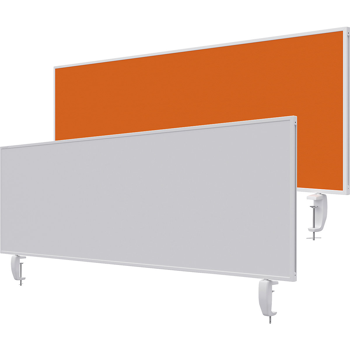 VarioPin desk partition – magnetoplan, whiteboard/felt, width 1600 mm, orange-20