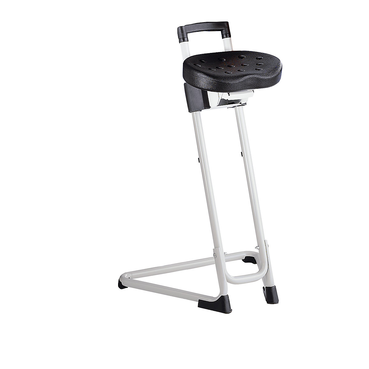 Anti-fatigue stool, tubular steel, infinite height adjustment 600 – 850 mm, light grey-5