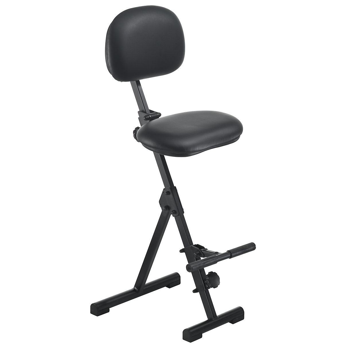 Anti-fatigue stool – meychair, height adjustment range from 540 – 900 mm, with foot rest, vinyl cover, black-3