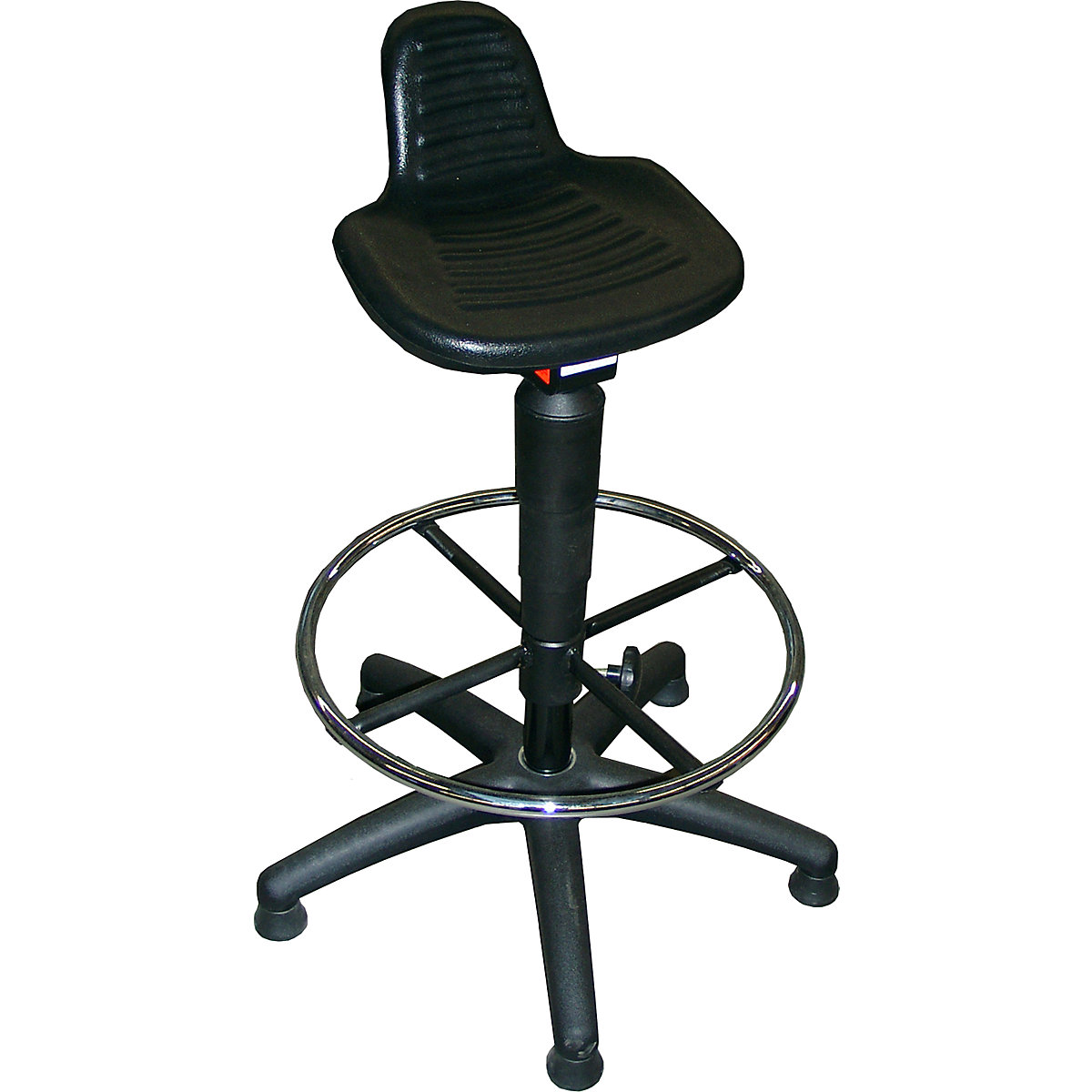 Industrial stool – meychair, polyurethane foam seat, with floor glides and foot ring