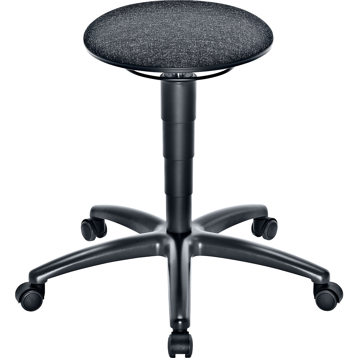 Industrial stool with gas lift height adjustment – eurokraft pro, fabric upholstered seat, with castors-1