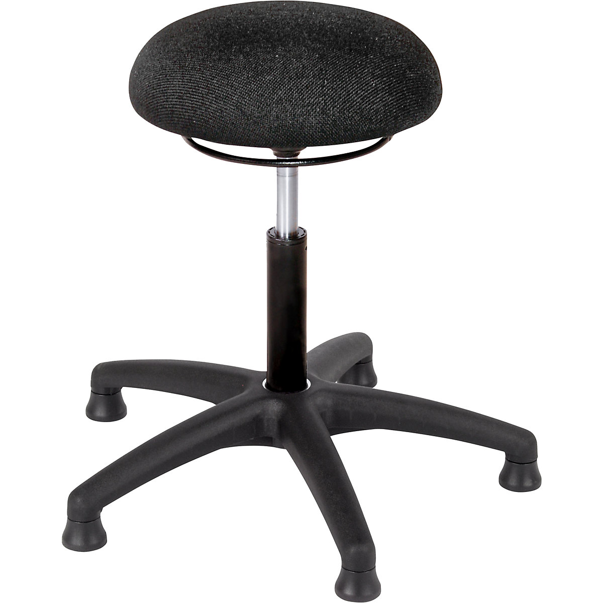 Industrial swivel stool upholstered with fabric cover – meychair, gas lift height adjustment, five-star base with floor glides-2
