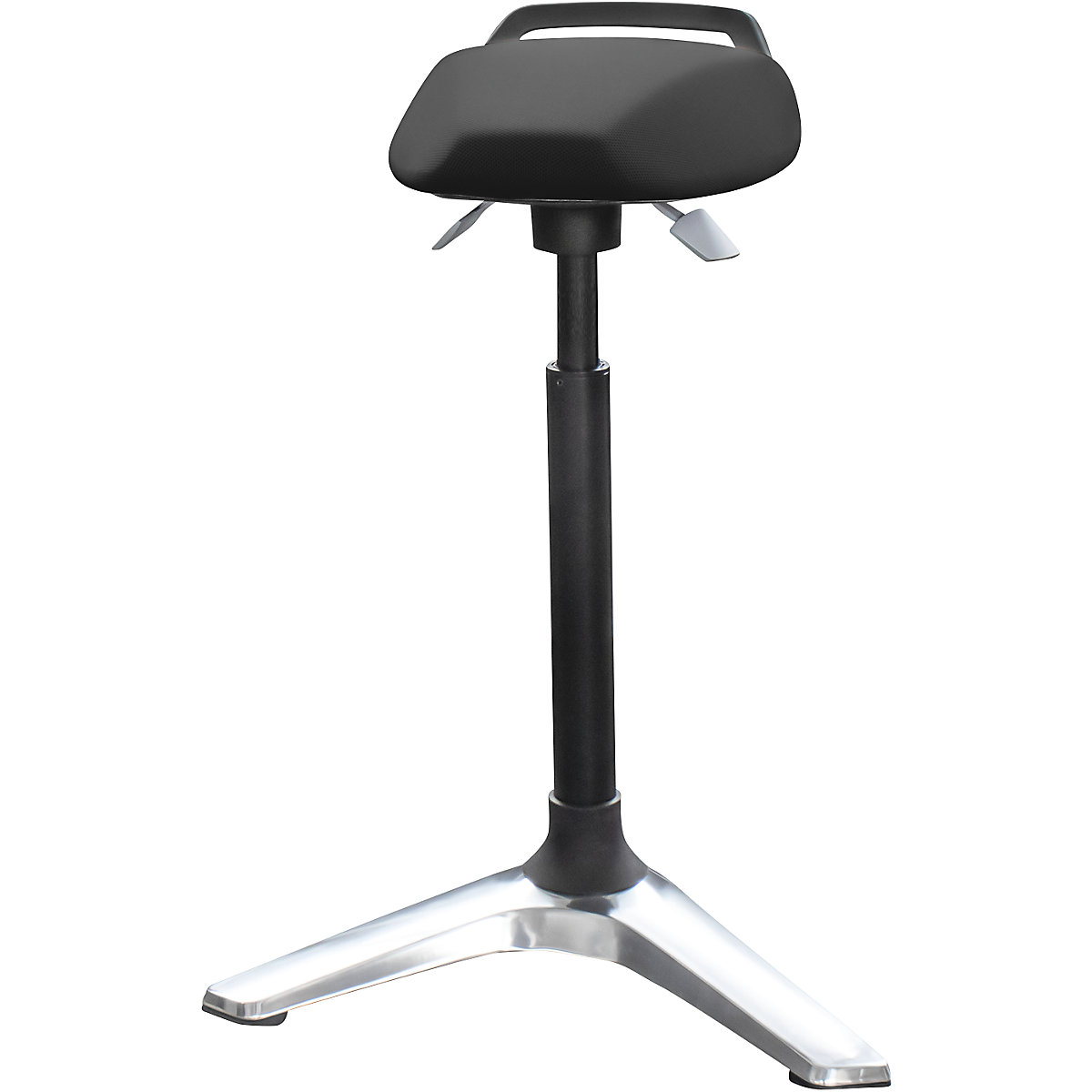 SST1 anti-fatigue stool, height adjustable 630 – 930 mm, upholstered seat, black cover-8