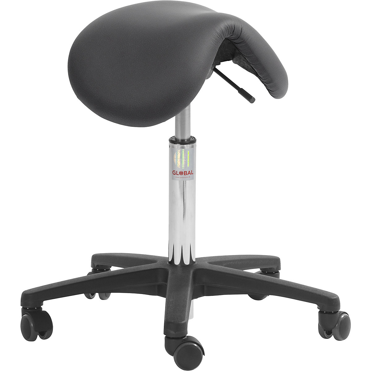 Saddle stool, plastic base, seat height 510 – 700 mm, vinyl, black-1
