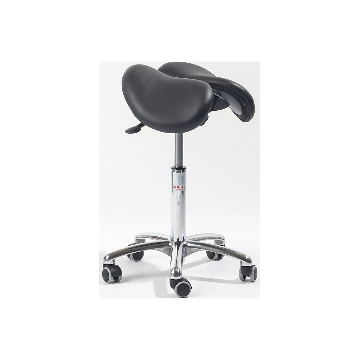 Saddle stool with a split seat