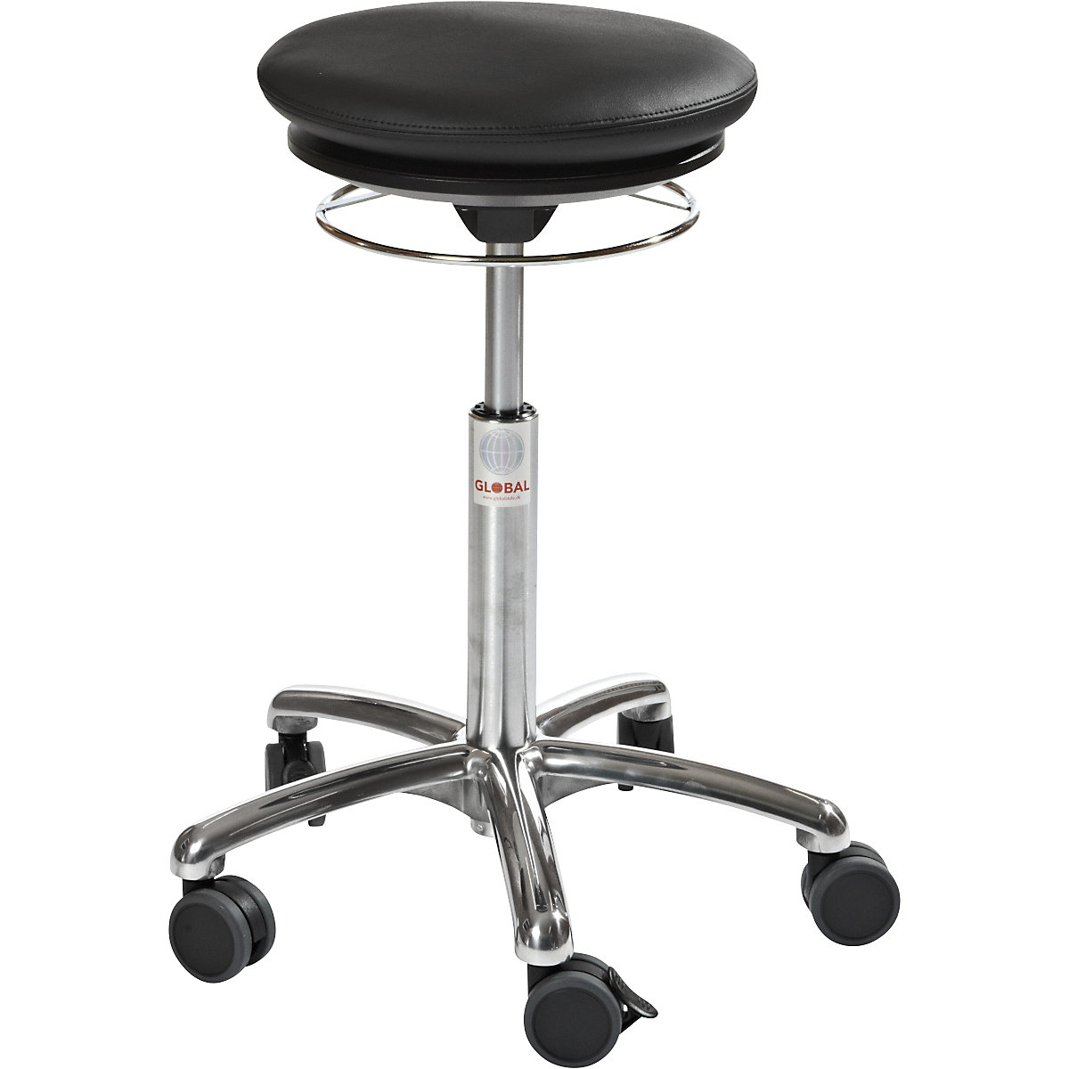 Stool with air cushion seat, vinyl covering, black-4