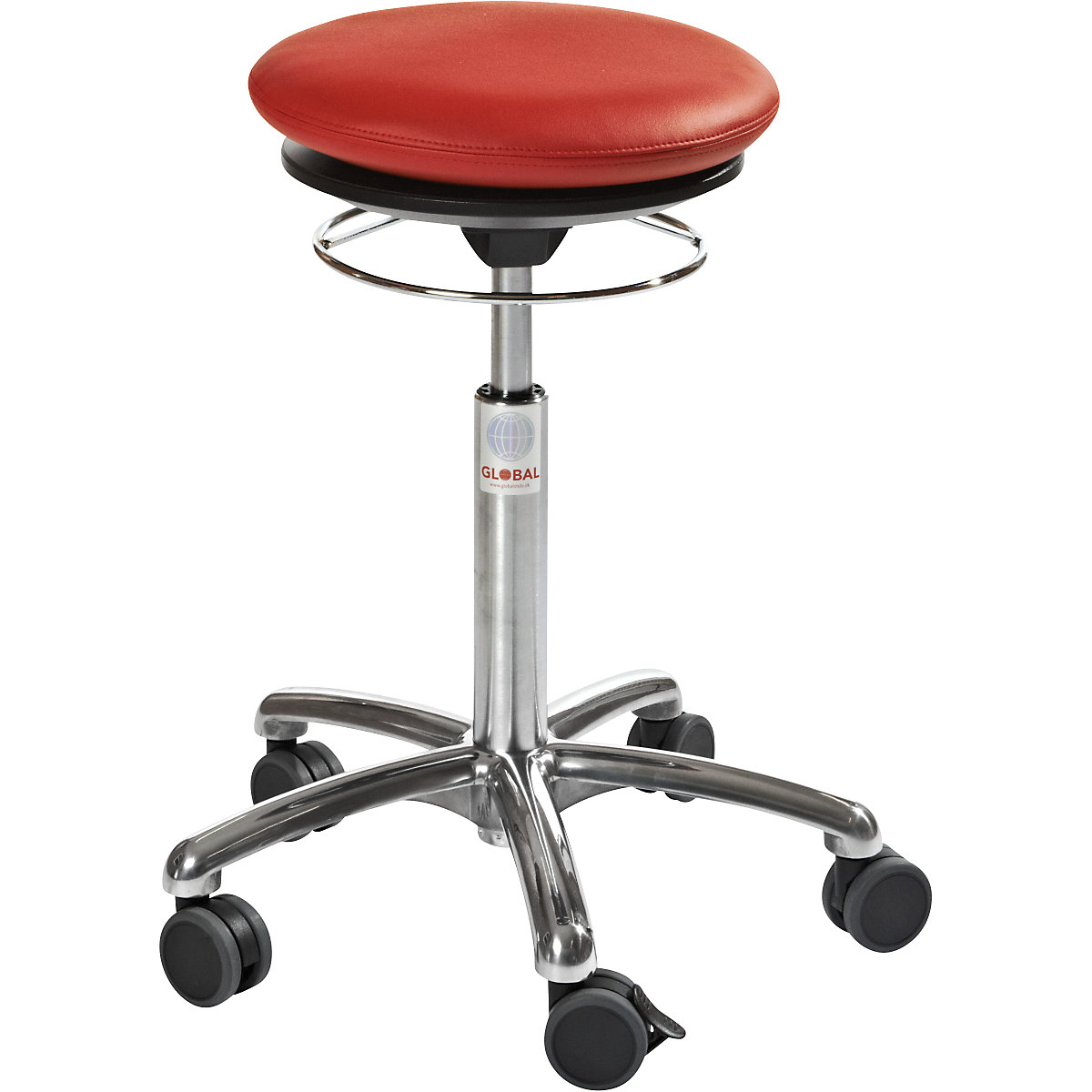 Stool with air cushion seat, vinyl covering, red-3