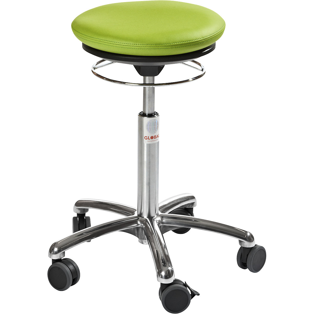 Stool with air cushion seat, vinyl covering, light green-2