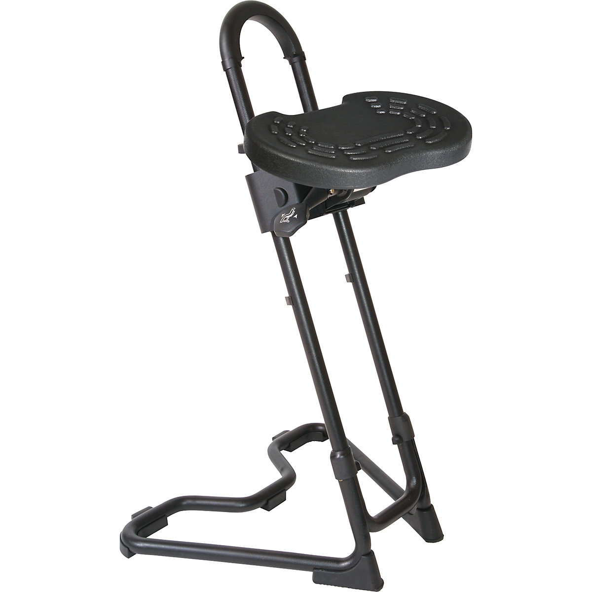 Universal anti-fatigue stool – meychair, height adjustment range 610 – 860 mm, black PU foam-4