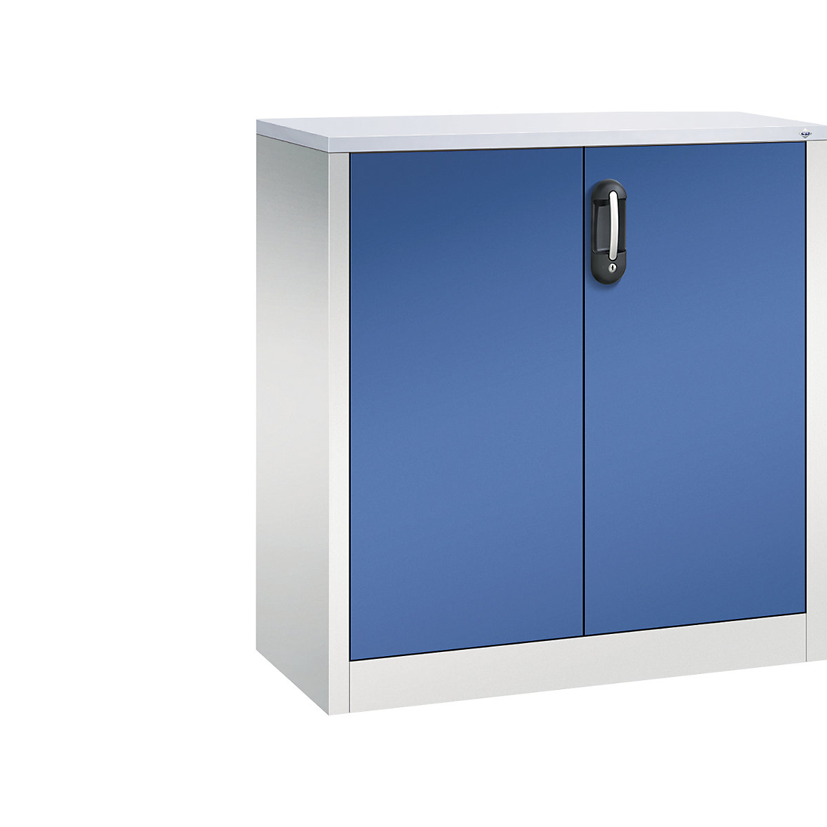 ACURADO filing sideboard – C+P, 2 file heights, HxWxD 1000 x 930 x 400 mm, light grey / gentian blue-23