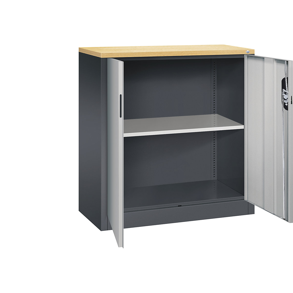 C+P – ACURADO filing sideboard, 2 file heights, HxWxD 1000 x 930 x 400 mm, black grey / white aluminium