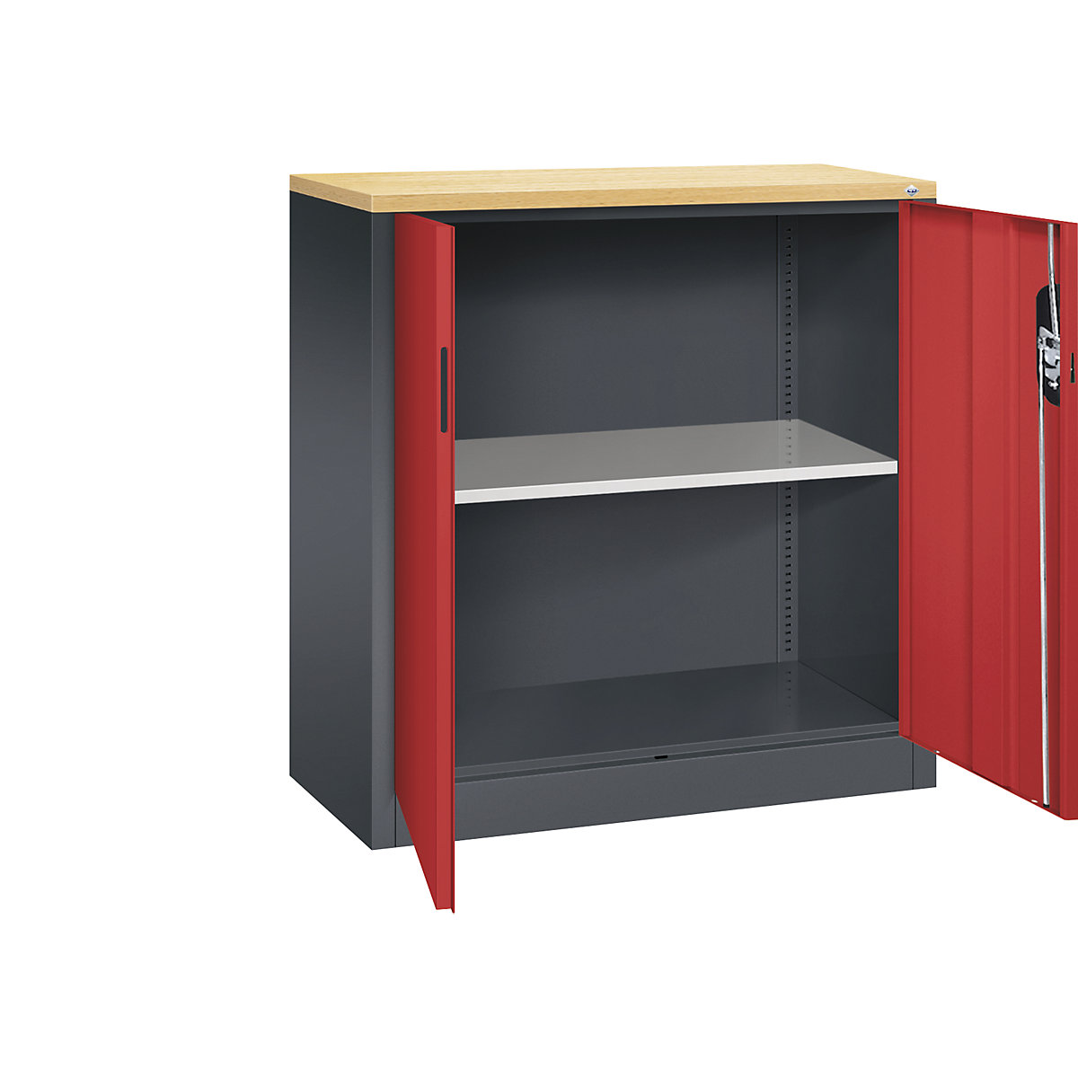 C+P – ACURADO filing sideboard, 2 file heights, HxWxD 1000 x 930 x 400 mm, black grey / flame red