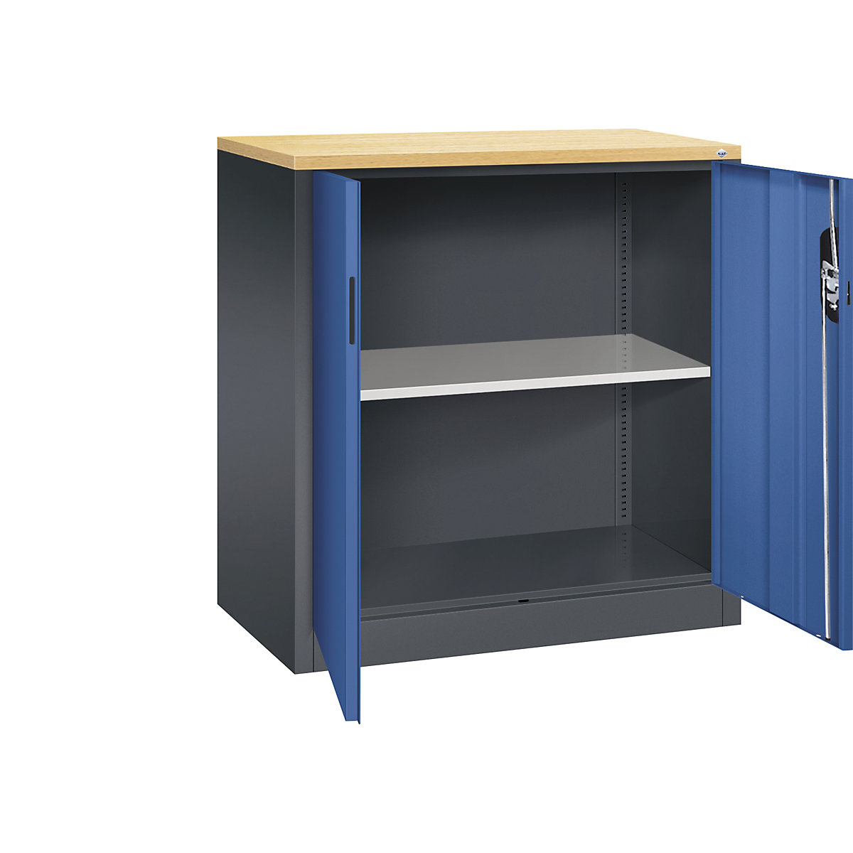 C+P – ACURADO filing sideboard, 2 file heights, HxWxD 1000 x 930 x 500 mm, black grey / gentian blue