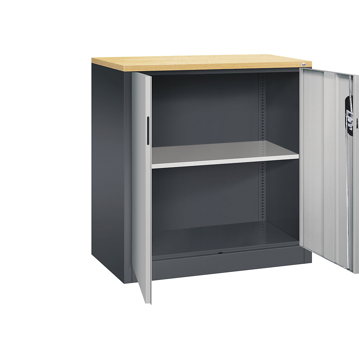 C+P – ACURADO filing sideboard, 2 file heights, HxWxD 1000 x 930 x 500 mm, black grey / white aluminium
