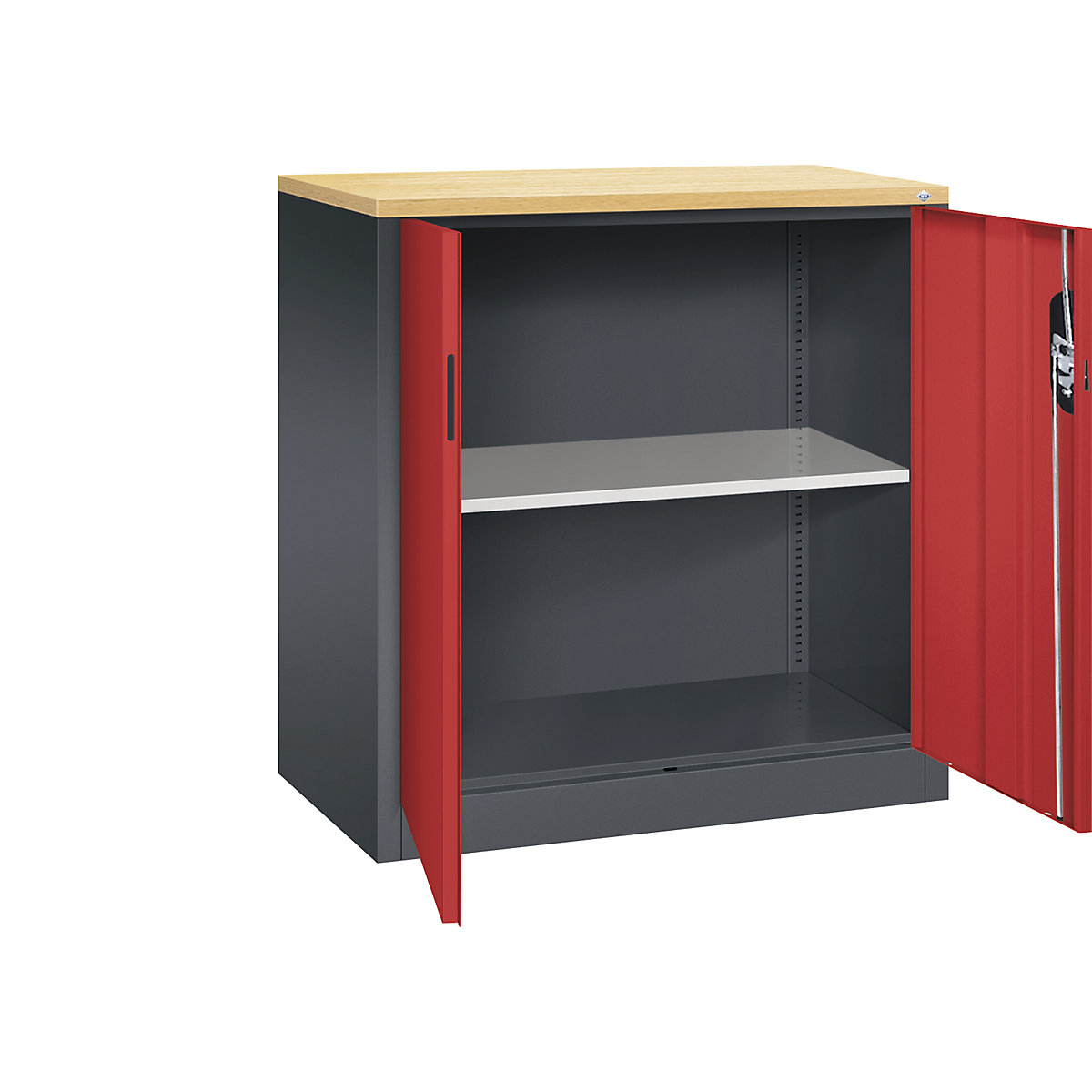 C+P – ACURADO filing sideboard, 2 file heights, HxWxD 1000 x 930 x 500 mm, black grey / flame red