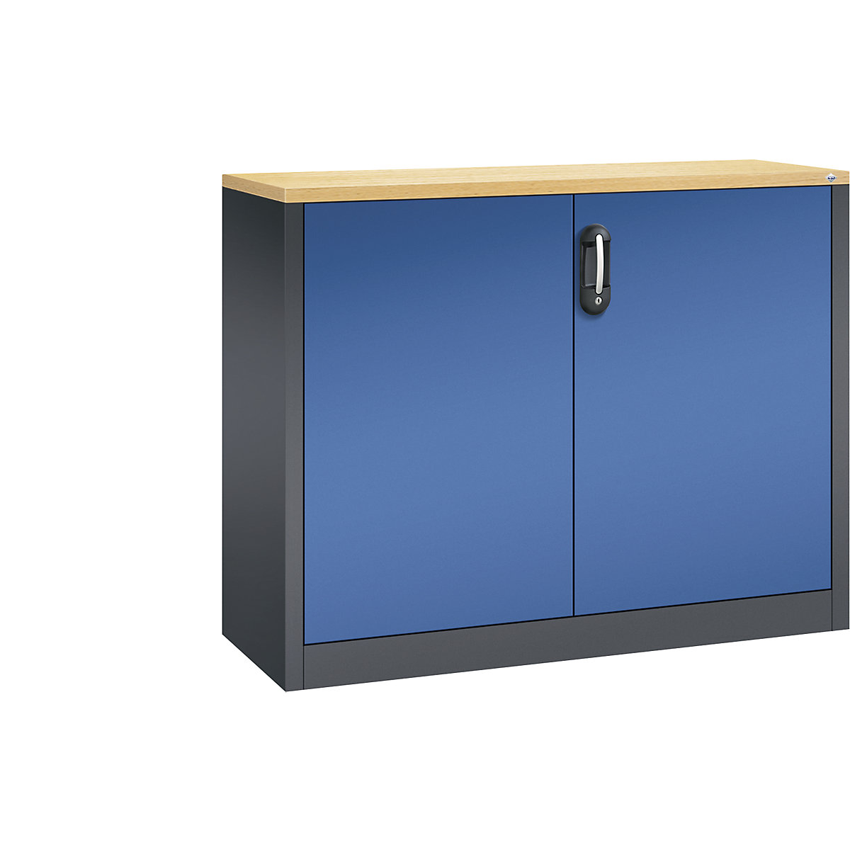 ACURADO filing sideboard – C+P, 2 file heights, HxWxD 1000 x 1200 x 400 mm, black grey / gentian blue-8