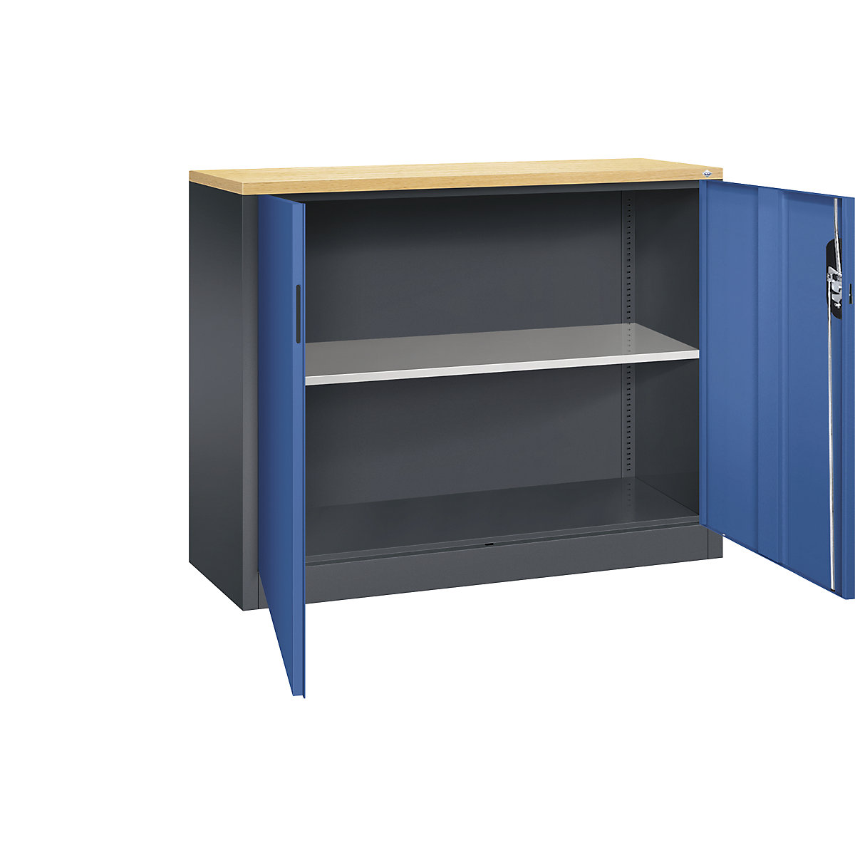 C+P – ACURADO filing sideboard, 2 file heights, HxWxD 1000 x 1200 x 400 mm, black grey / gentian blue
