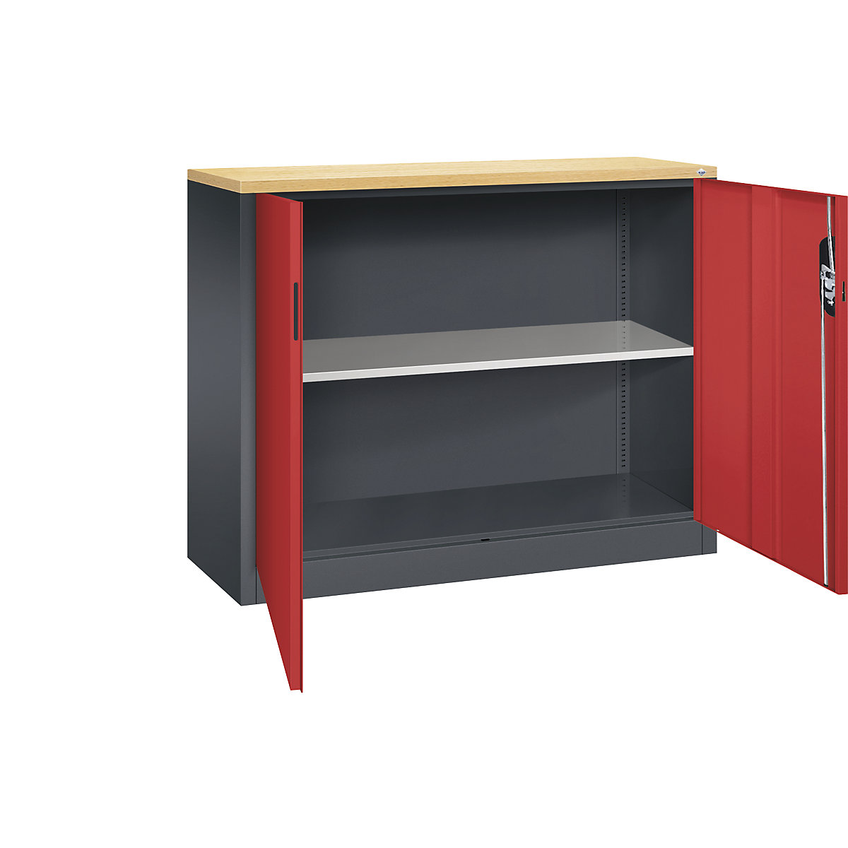 C+P – ACURADO filing sideboard, 2 file heights, HxWxD 1000 x 1200 x 400 mm, black grey / flame red