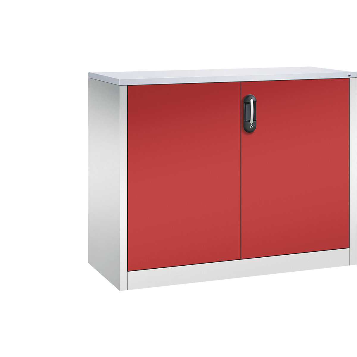 ACURADO filing sideboard – C+P, 2 file heights, HxWxD 1000 x 1200 x 500 mm, light grey / flame red-10