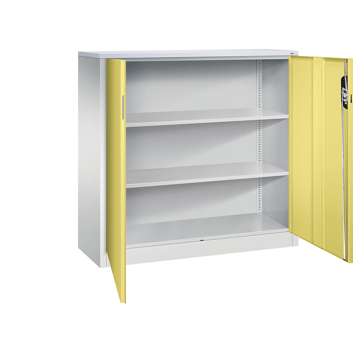 C+P – ACURADO filing sideboard, 3 file heights, HxWxD 1200 x 1200 x 400 mm, light grey / sulphur yellow
