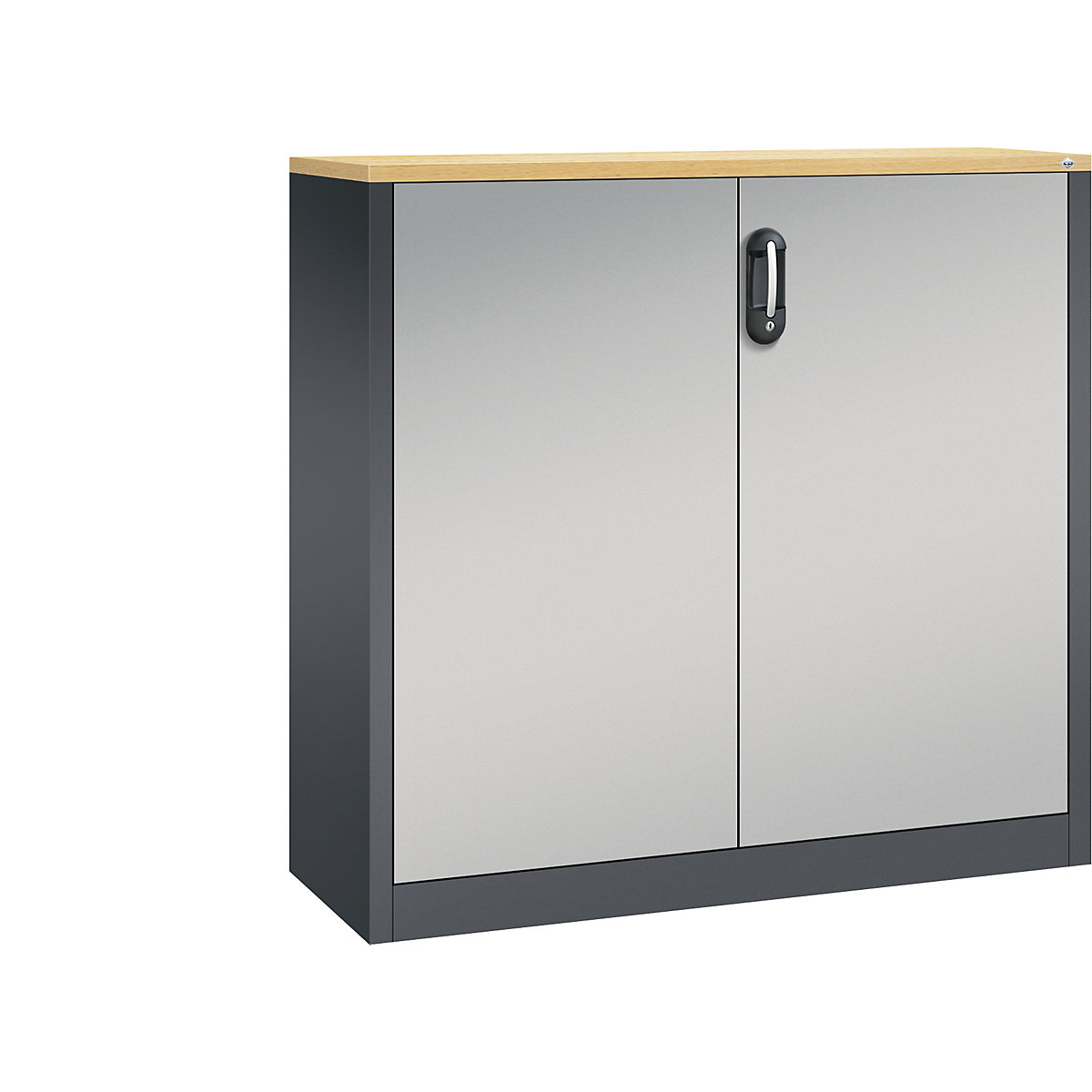 ACURADO filing sideboard – C+P, 3 file heights, HxWxD 1200 x 1200 x 400 mm, black grey / white aluminium-12