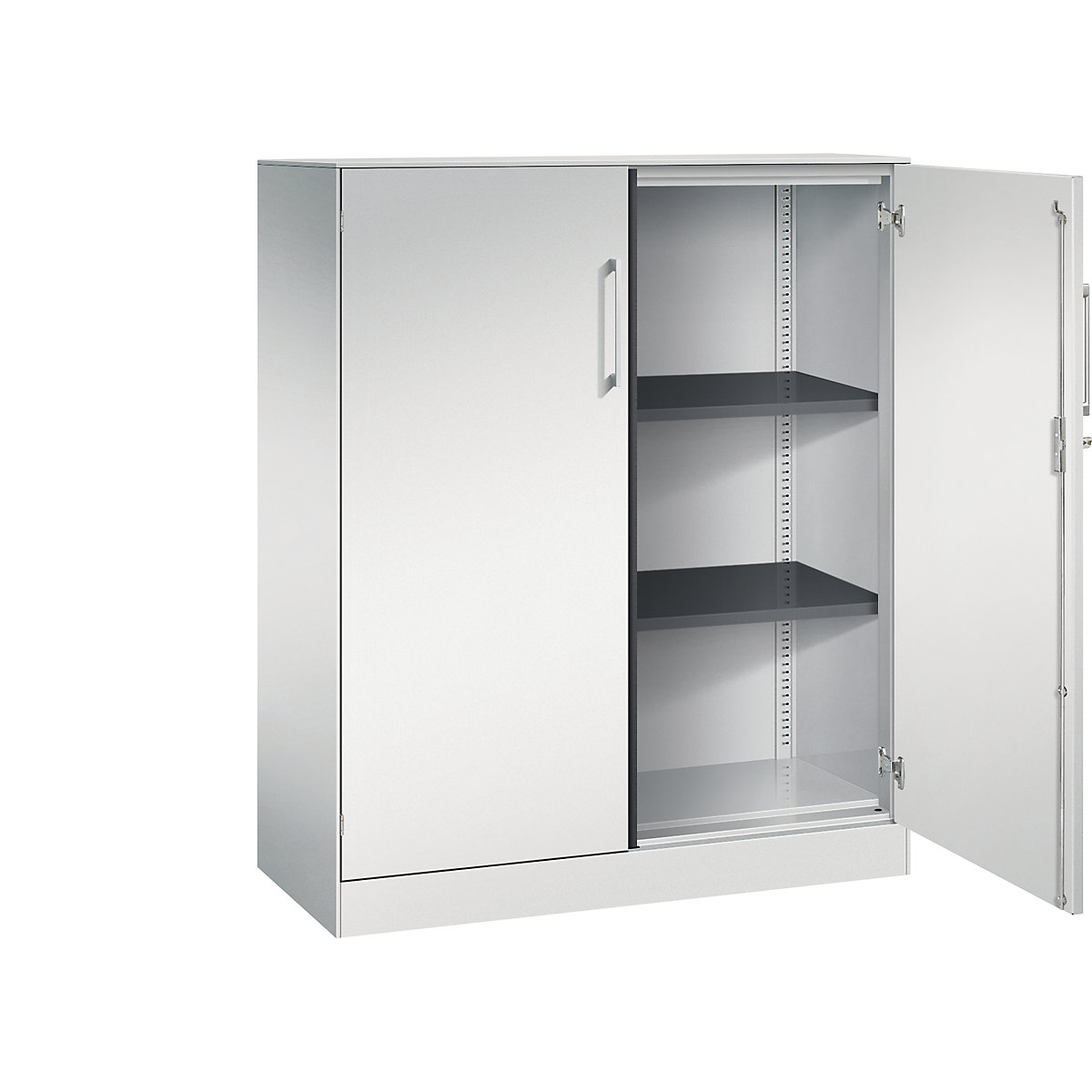 ASISTO double door cupboard, height 1292 mm – C+P, width 1000 mm, 2 shelves, light grey/light grey-10