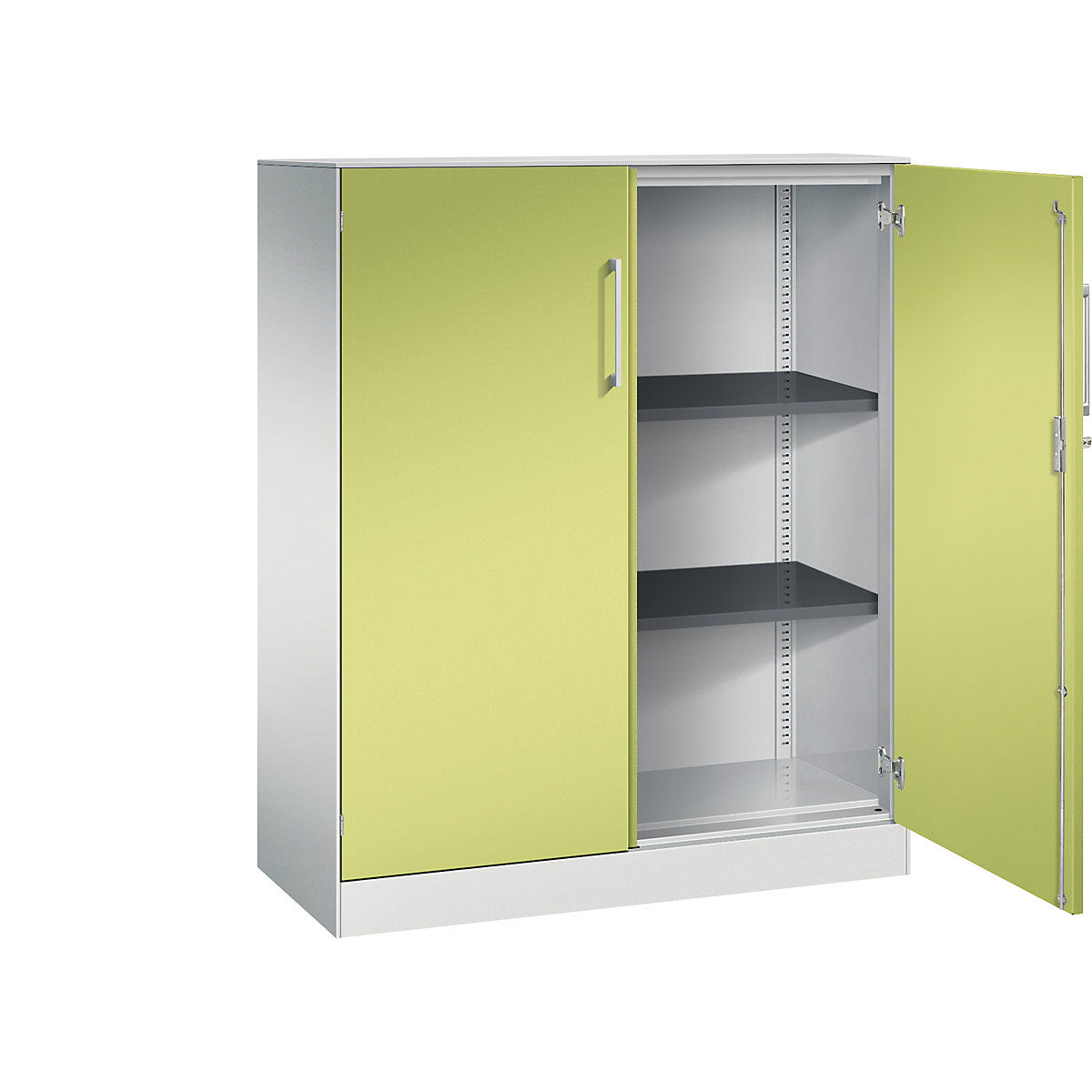 ASISTO double door cupboard, height 1292 mm – C+P, width 1000 mm, 2 shelves, light grey/viridian green-18