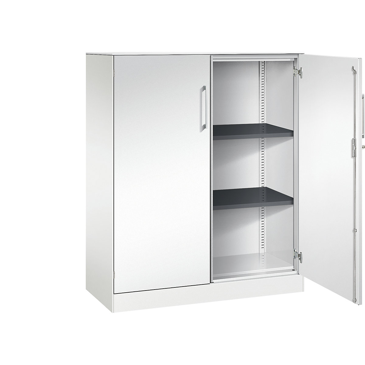 ASISTO double door cupboard, height 1292 mm – C+P, width 1000 mm, 2 shelves, traffic white/traffic white-15