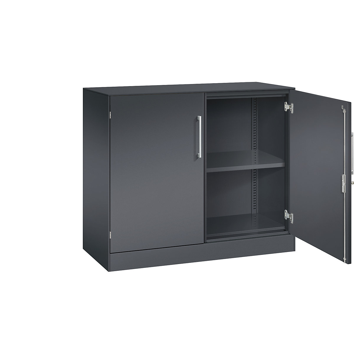 ASISTO double door cupboard, height 897 mm – C+P, width 1000 mm, 1 shelf, black grey/black grey-8