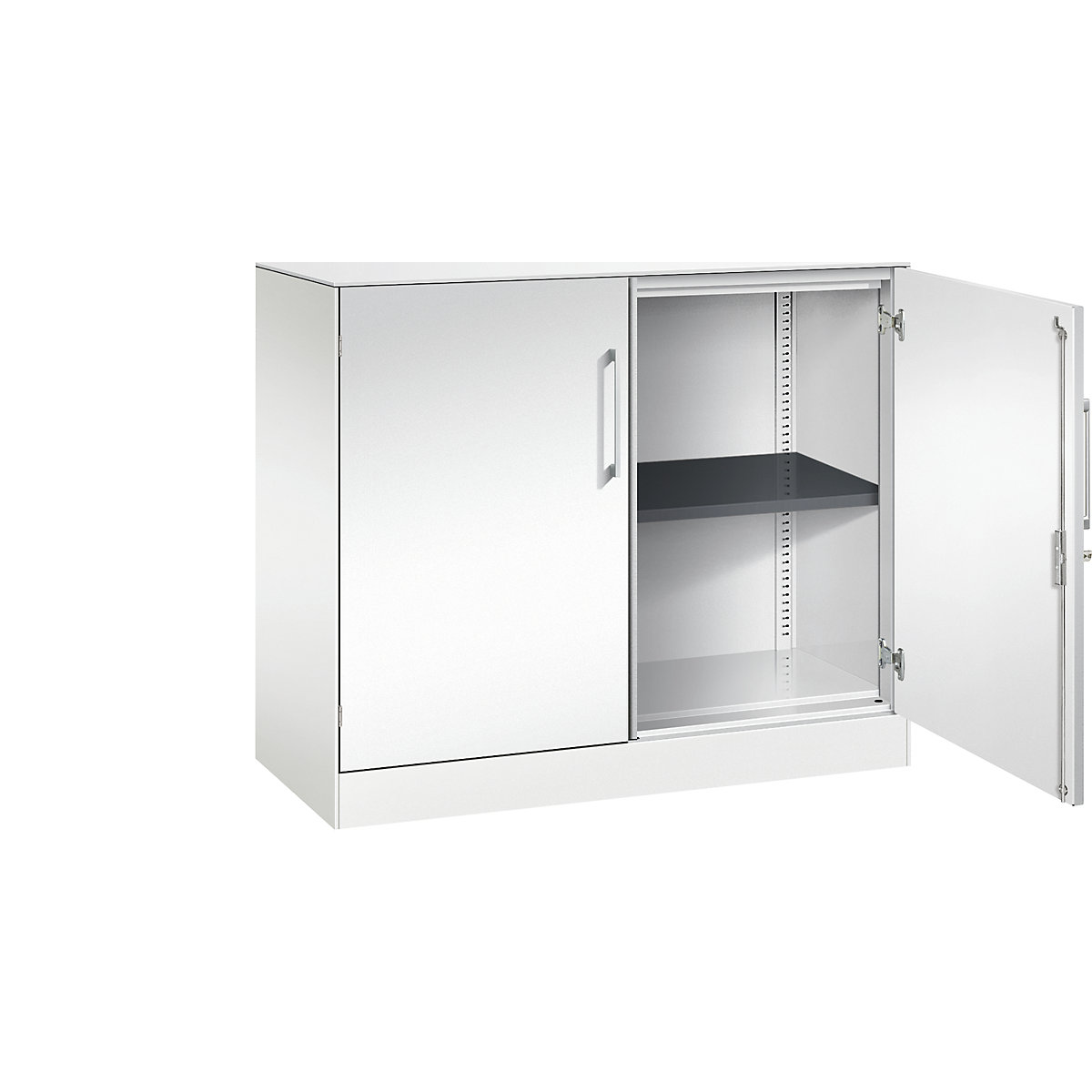 ASISTO double door cupboard, height 897 mm – C+P, width 1000 mm, 1 shelf, traffic white/traffic white-14