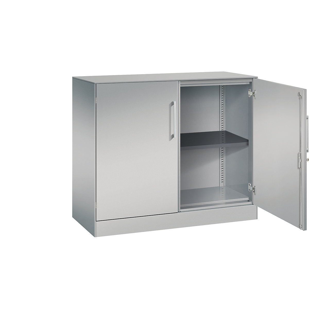 ASISTO double door cupboard, height 897 mm – C+P, width 1000 mm, 1 shelf, white aluminium/white aluminium-19