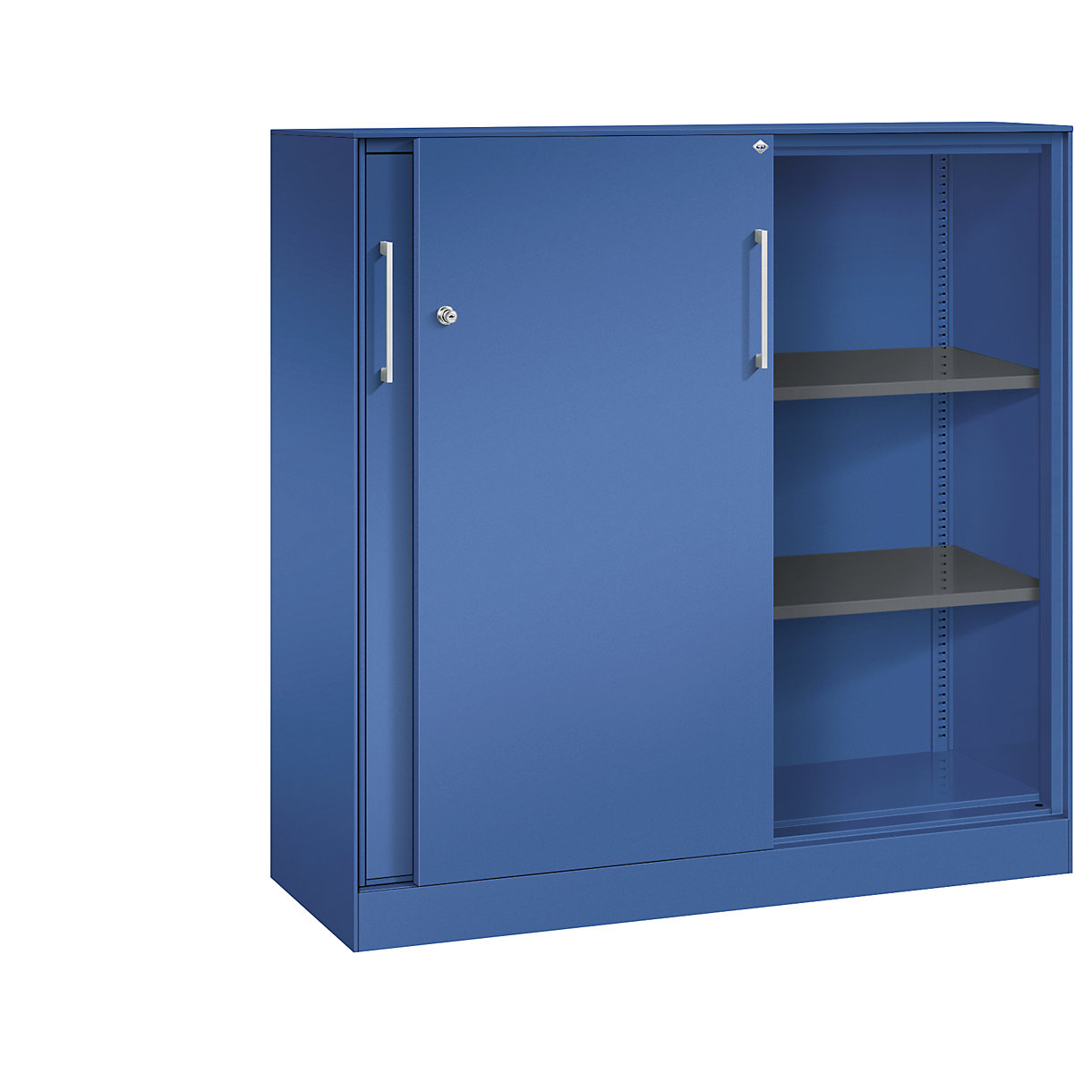 ASISTO sliding door cupboard, height 1292 mm – C+P, width 1200 mm, gentian blue/gentian blue-11