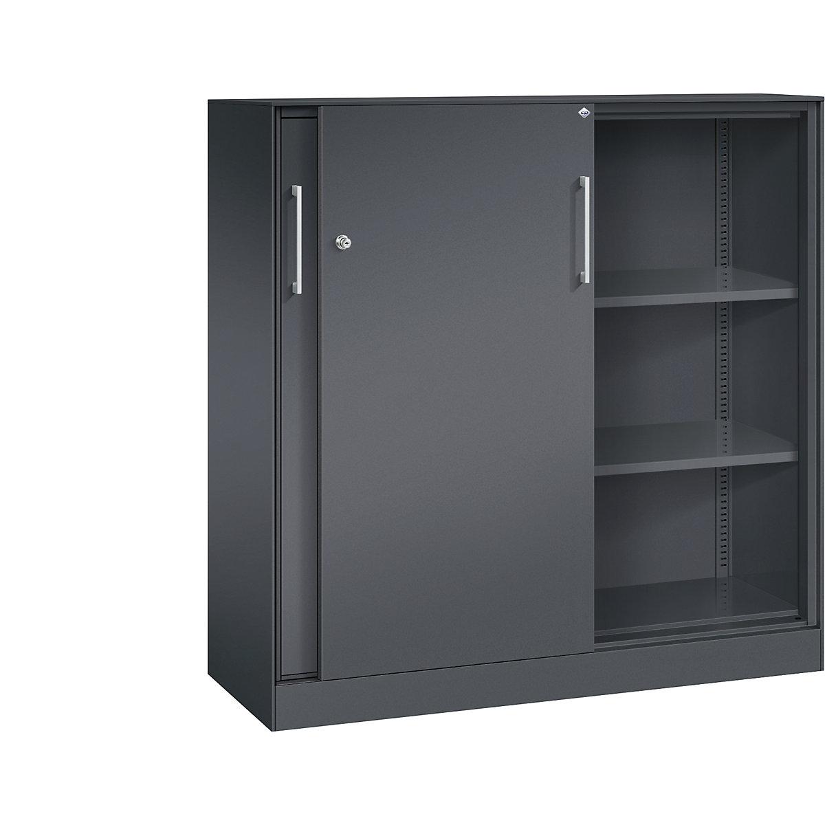 ASISTO sliding door cupboard, height 1292 mm – C+P, width 1200 mm, black grey/black grey-3