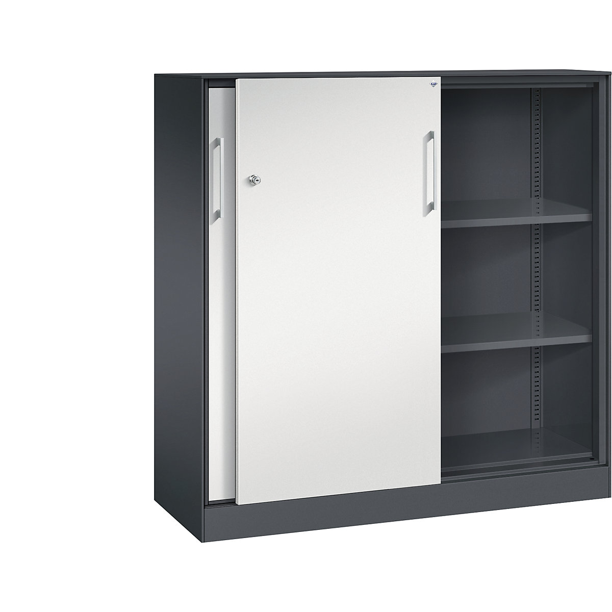 ASISTO sliding door cupboard, height 1292 mm – C+P, width 1200 mm, black grey/light grey-8