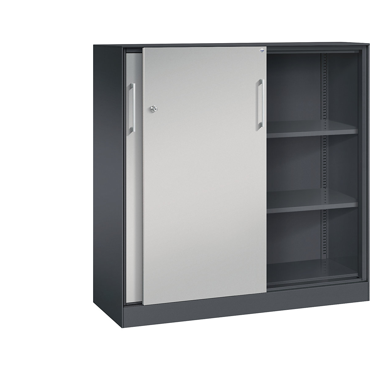 ASISTO sliding door cupboard, height 1292 mm – C+P, width 1200 mm, black grey/white aluminium-4