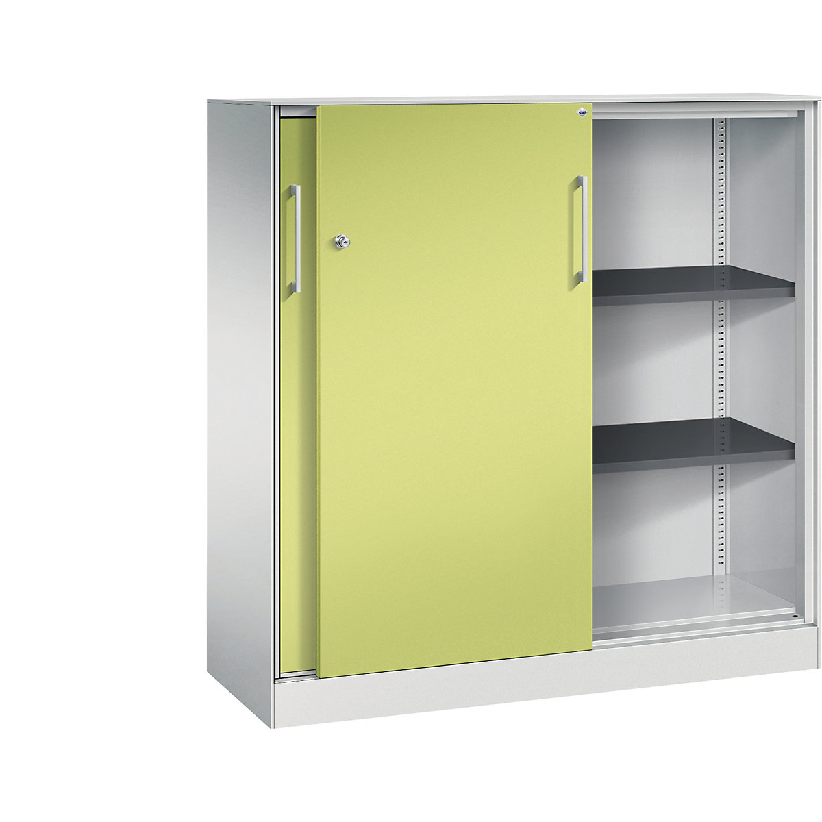 ASISTO sliding door cupboard, height 1292 mm – C+P, width 1200 mm, light grey/viridian green-12