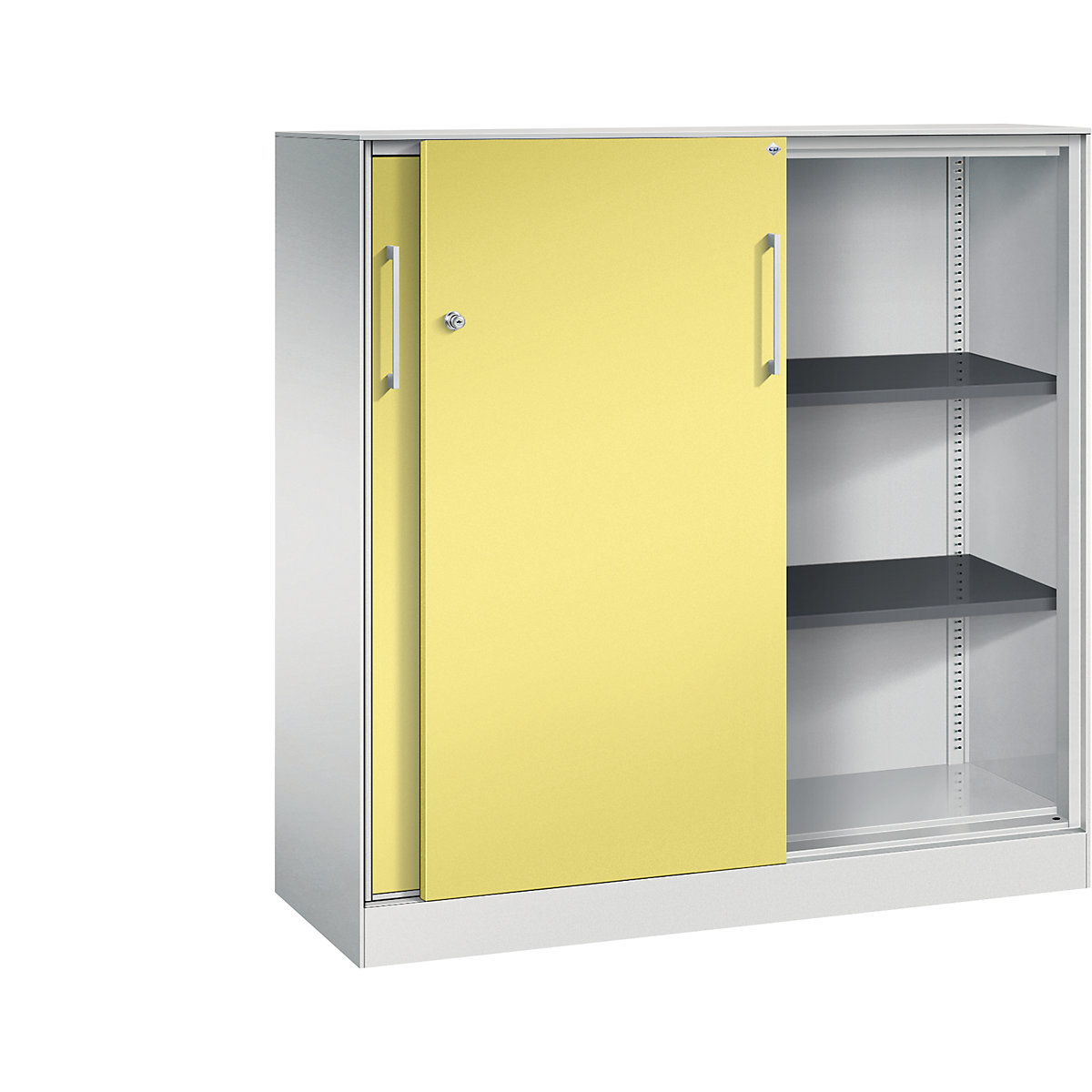 ASISTO sliding door cupboard, height 1292 mm – C+P, width 1200 mm, light grey/sulphur yellow-15