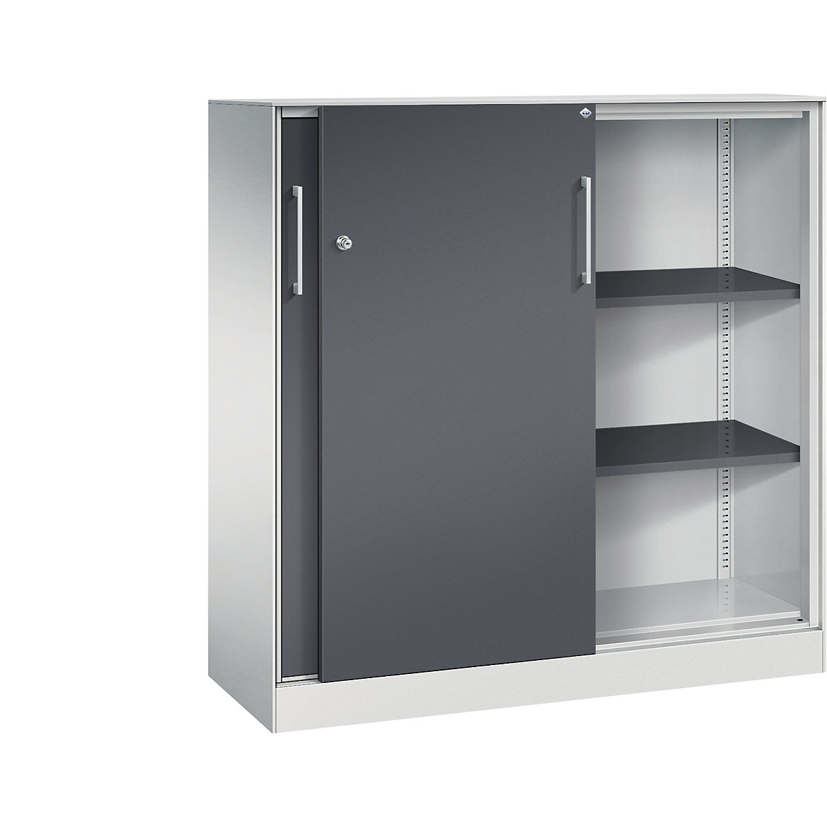 ASISTO sliding door cupboard, height 1292 mm – C+P, width 1200 mm, light grey/black grey-5
