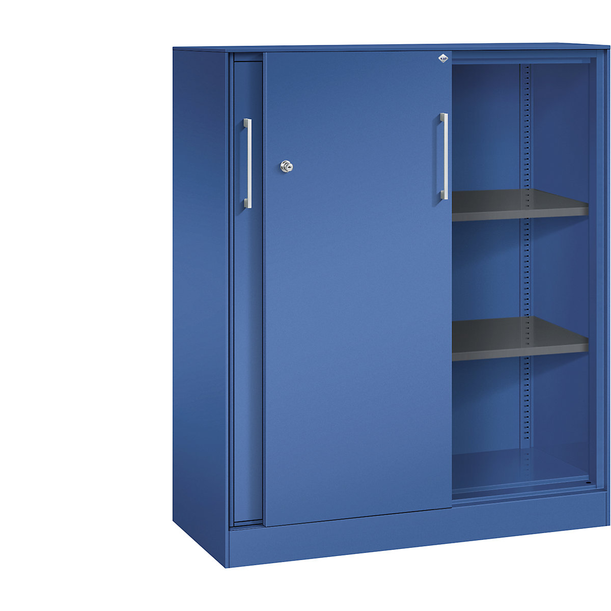 ASISTO sliding door cupboard, height 1292 mm – C+P, width 1000 mm, gentian blue/gentian blue-3