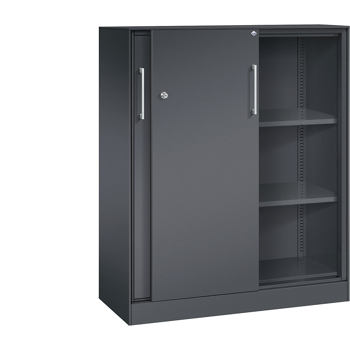 ASISTO sliding door cupboard, height 1292 mm – C+P, width 1000 mm, black grey/black grey-10