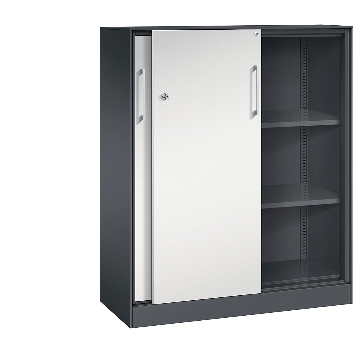 ASISTO sliding door cupboard, height 1292 mm – C+P, width 1000 mm, black grey/light grey-6