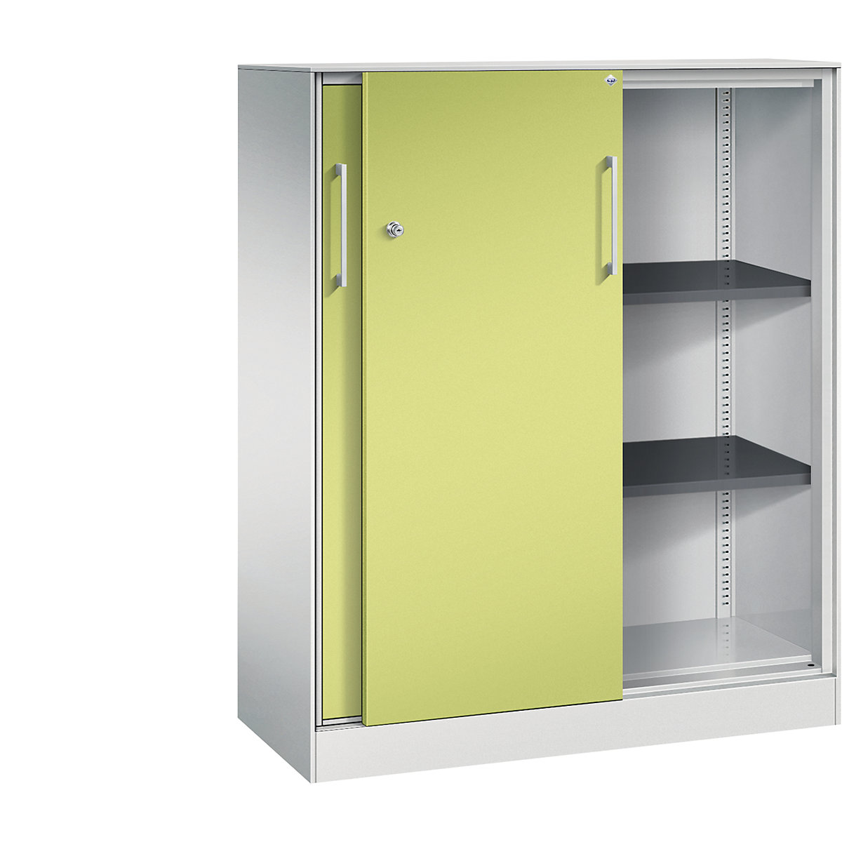 ASISTO sliding door cupboard, height 1292 mm – C+P, width 1000 mm, light grey/viridian green-20