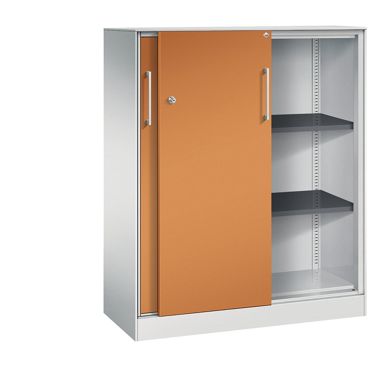 ASISTO sliding door cupboard, height 1292 mm – C+P, width 1000 mm, light grey/yellow orange-11