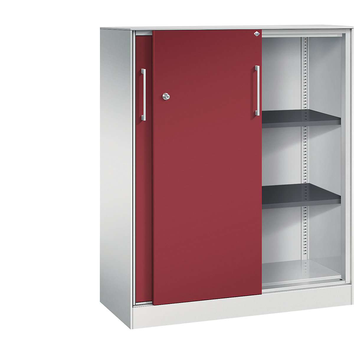 ASISTO sliding door cupboard, height 1292 mm – C+P, width 1000 mm, light grey/ruby red-4