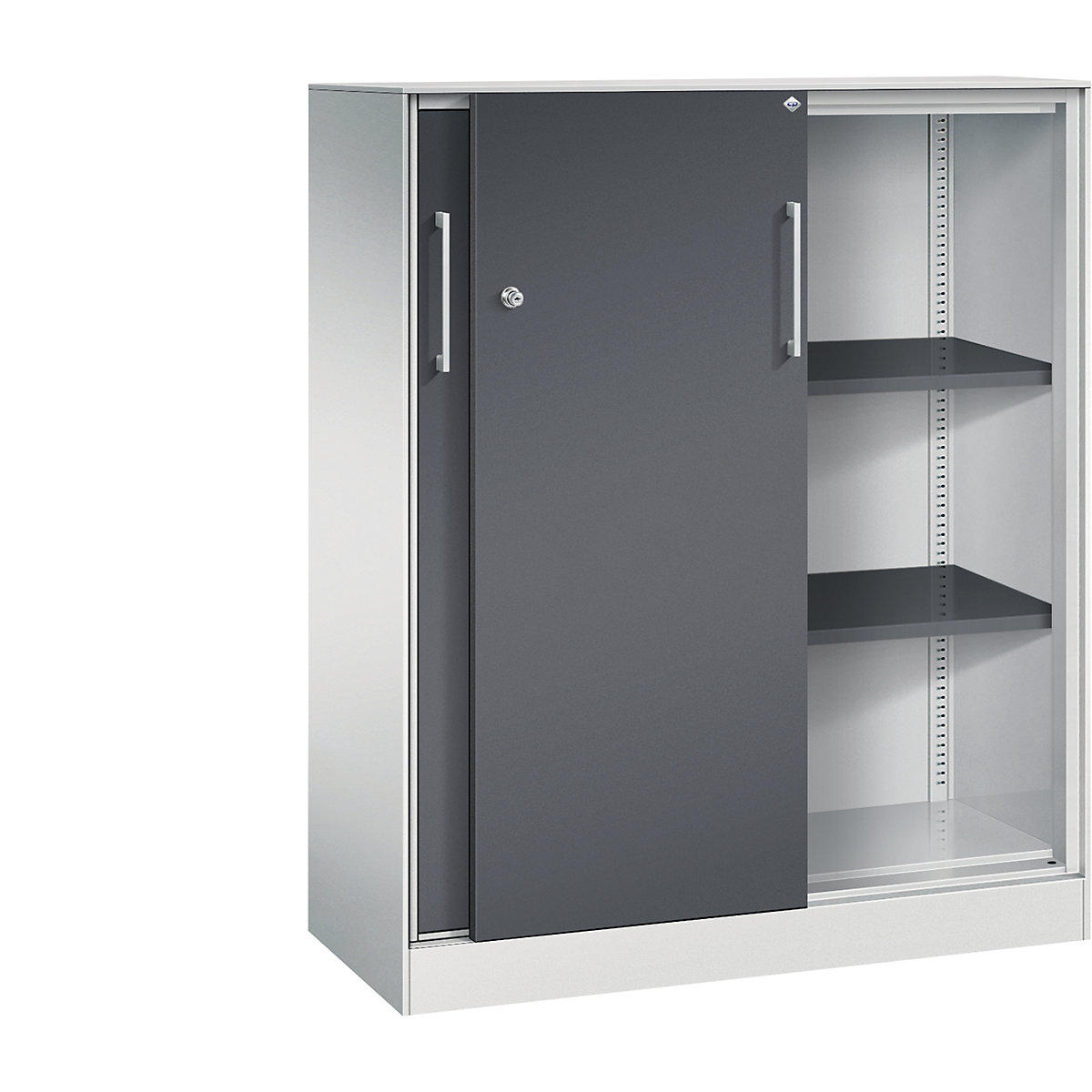 ASISTO sliding door cupboard, height 1292 mm – C+P, width 1000 mm, light grey/black grey-14