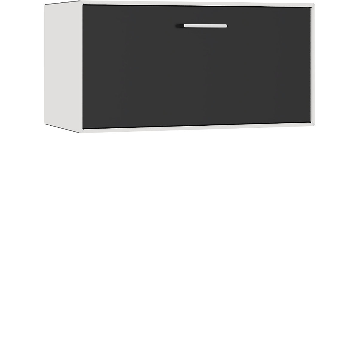 Single box, suspended – mauser, 1 bar cabinet drop-down tray, width 770 mm, signal white / jet black-6