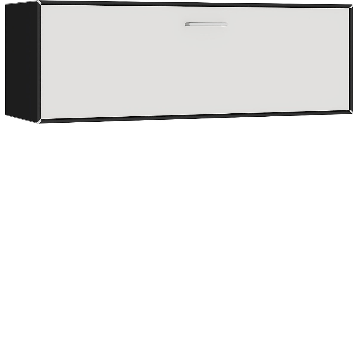 Single box, suspended – mauser, 1 bar cabinet drop-down tray, width 1155 mm, jet black / signal white-4