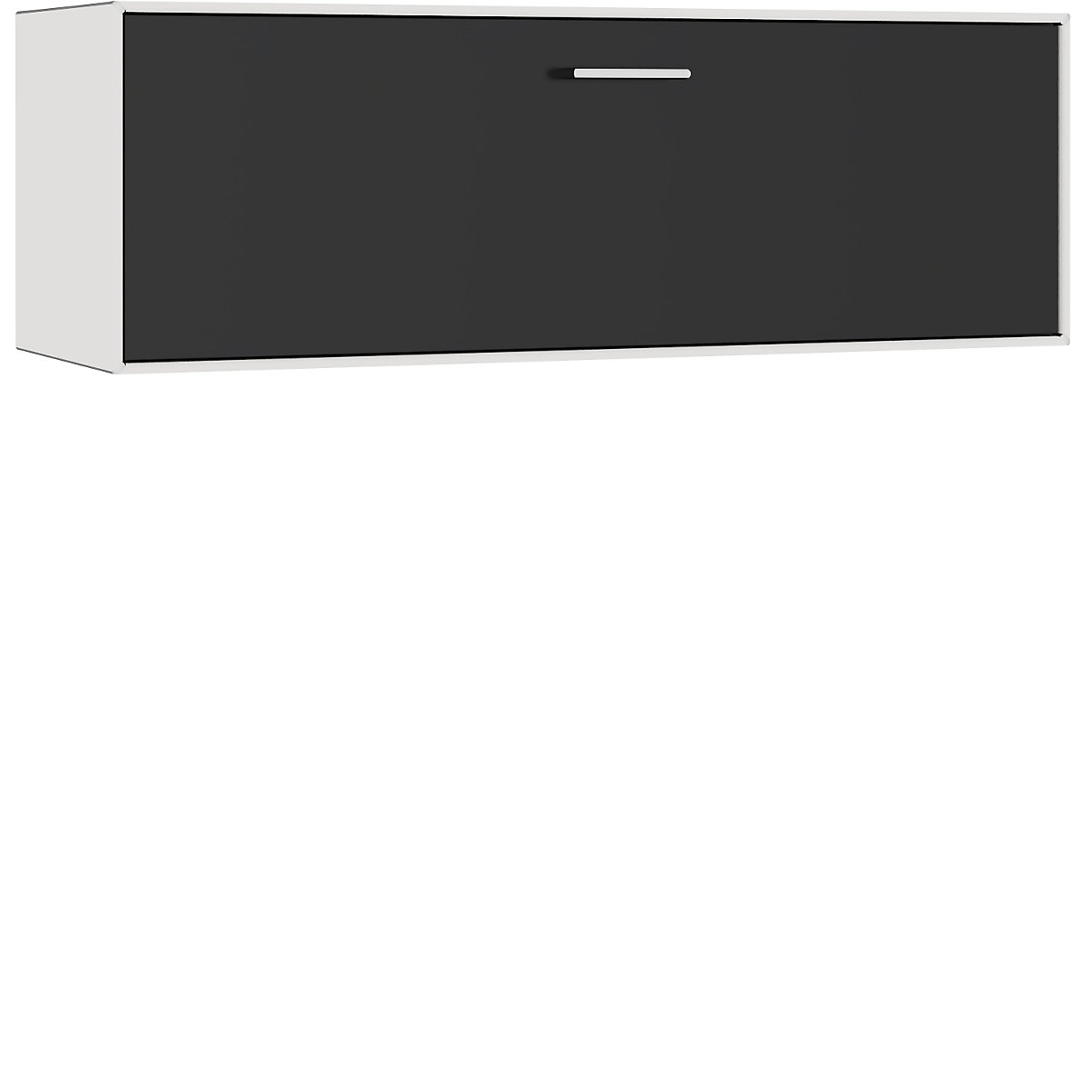 Single box, suspended – mauser, 1 bar cabinet drop-down tray, width 1155 mm, signal white / jet black-6