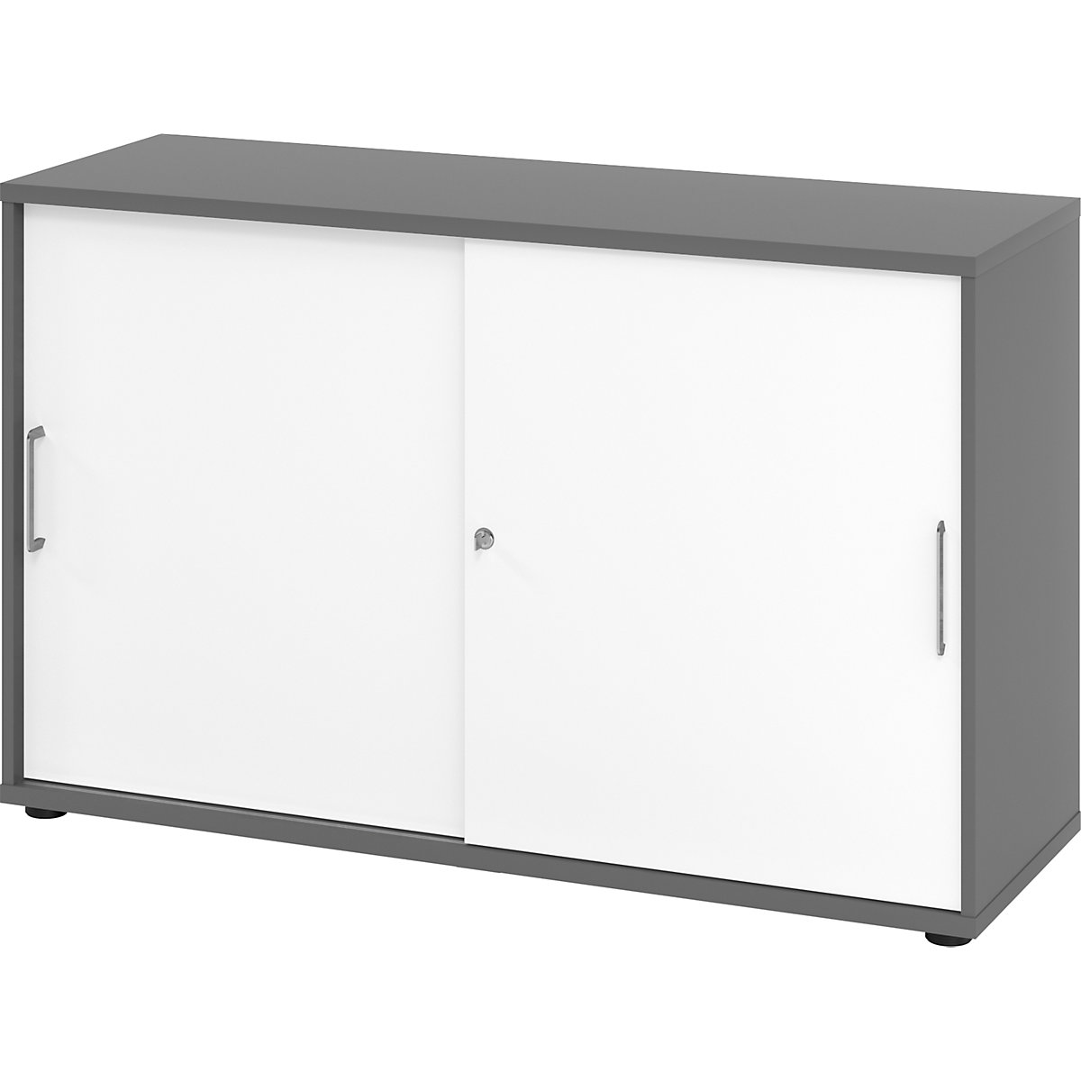 Sliding door cupboard VERA-ZWO, HxWxD 748 x 1200 x 400 mm, 2 file heights, graphite / white-8